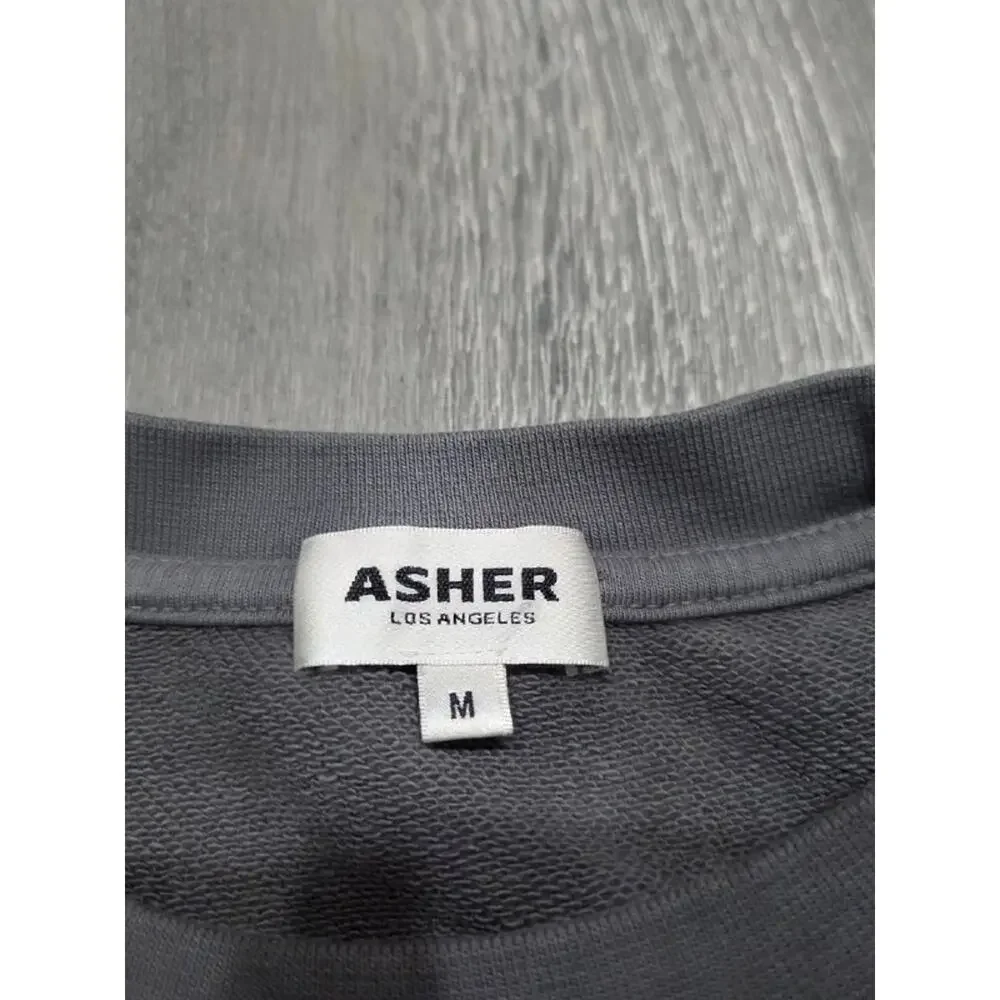 Asher RELAXED PULLOVER SWEATSHIRT Y2K cotton Vintage Gray Medium A004176 - Picture 3 of 6